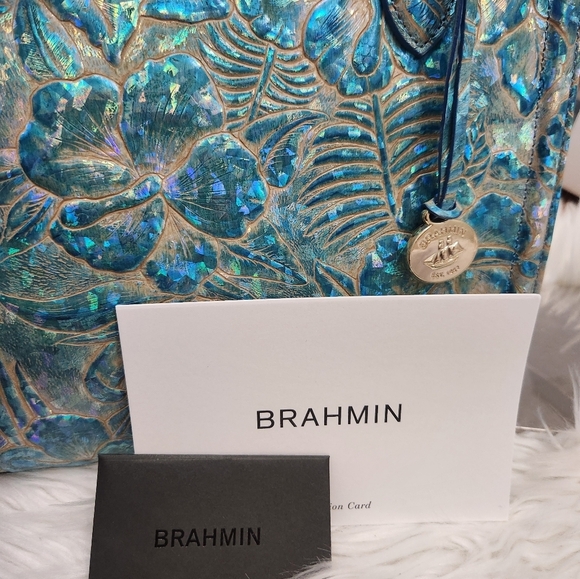 💙🔹️Brahmin🔹️ Small Caroline Serenity Sonic Genuine Leather Bag + Jane Wallet - Picture 11 of 15
